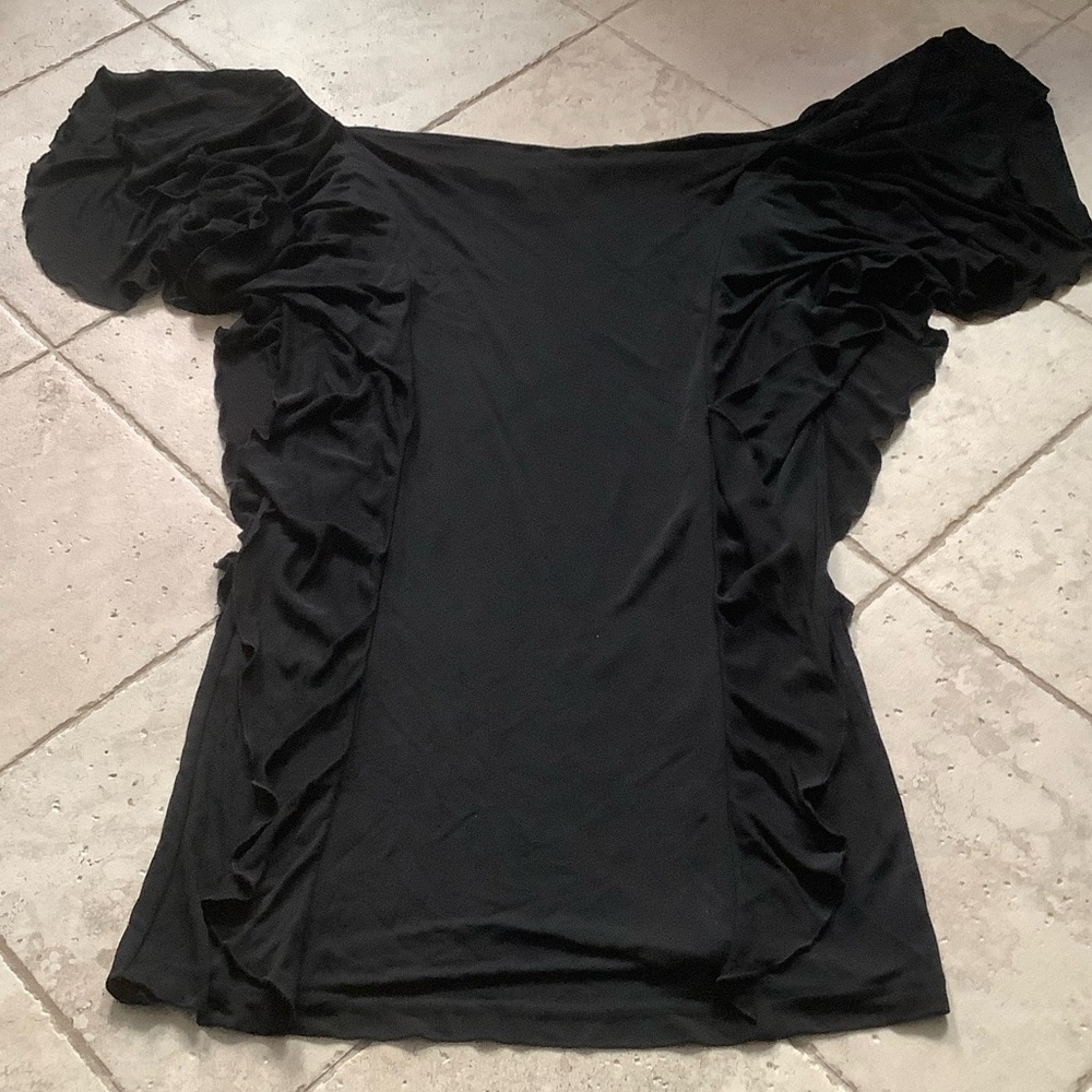 Diane Von Furstenberg Black Ruffle-Side Wrap Dress